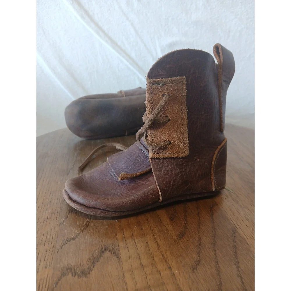 Baby 100% leather booties lagenlook Minimalist barefoot lace up boots shoes